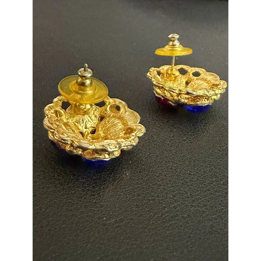 Vintage Earrings 80s Pop Glam Jewel Tone